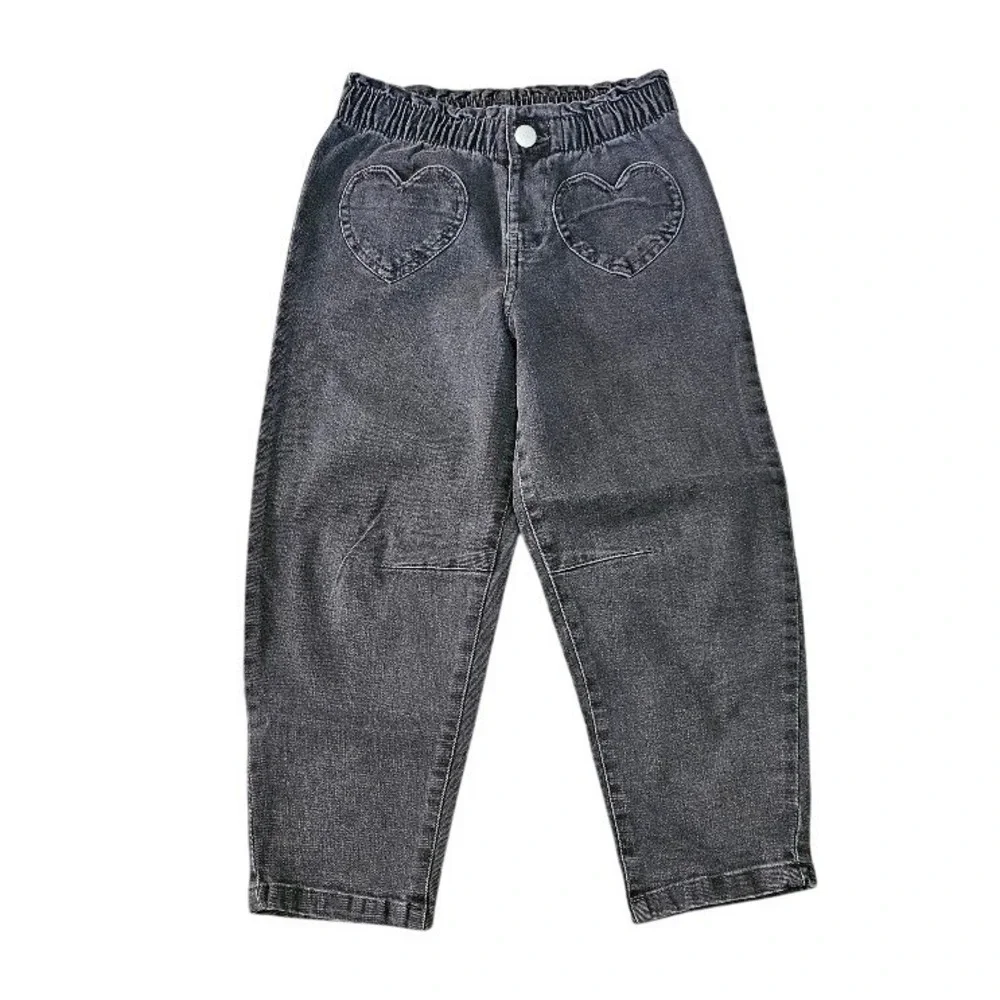 Carters Toddler Girls Heart Pocket Denim Jeans Gray Paperbag Waist 5T